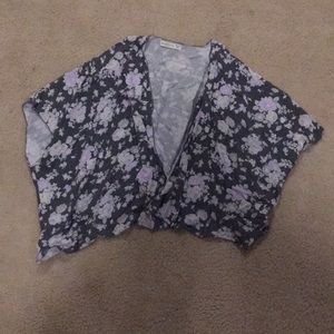 Grey floral no close cardigan